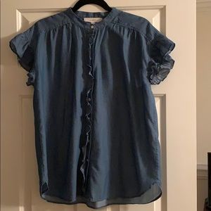 Loft Chambray Ruffle Top